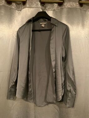 H&M Women's Light Gray Button-Up Shirt Jacket